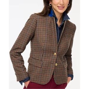 J. Crew Schoolboy Houndstooth Plaid Blazer Brown Size 14